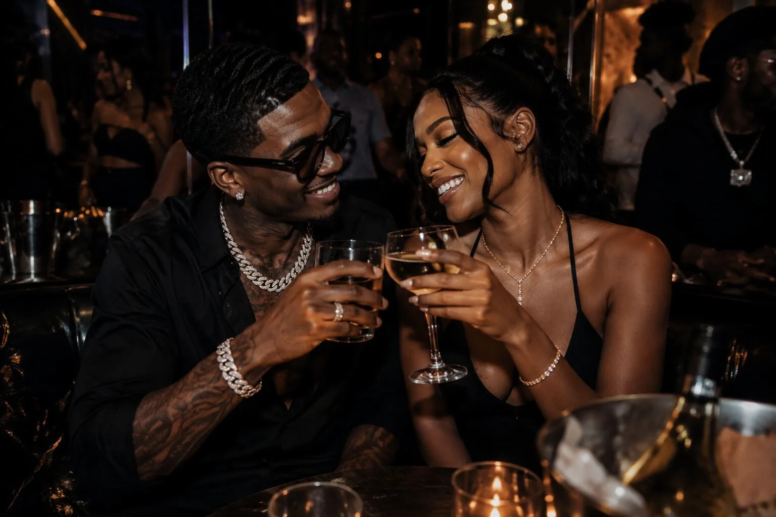Couple toasting champagne